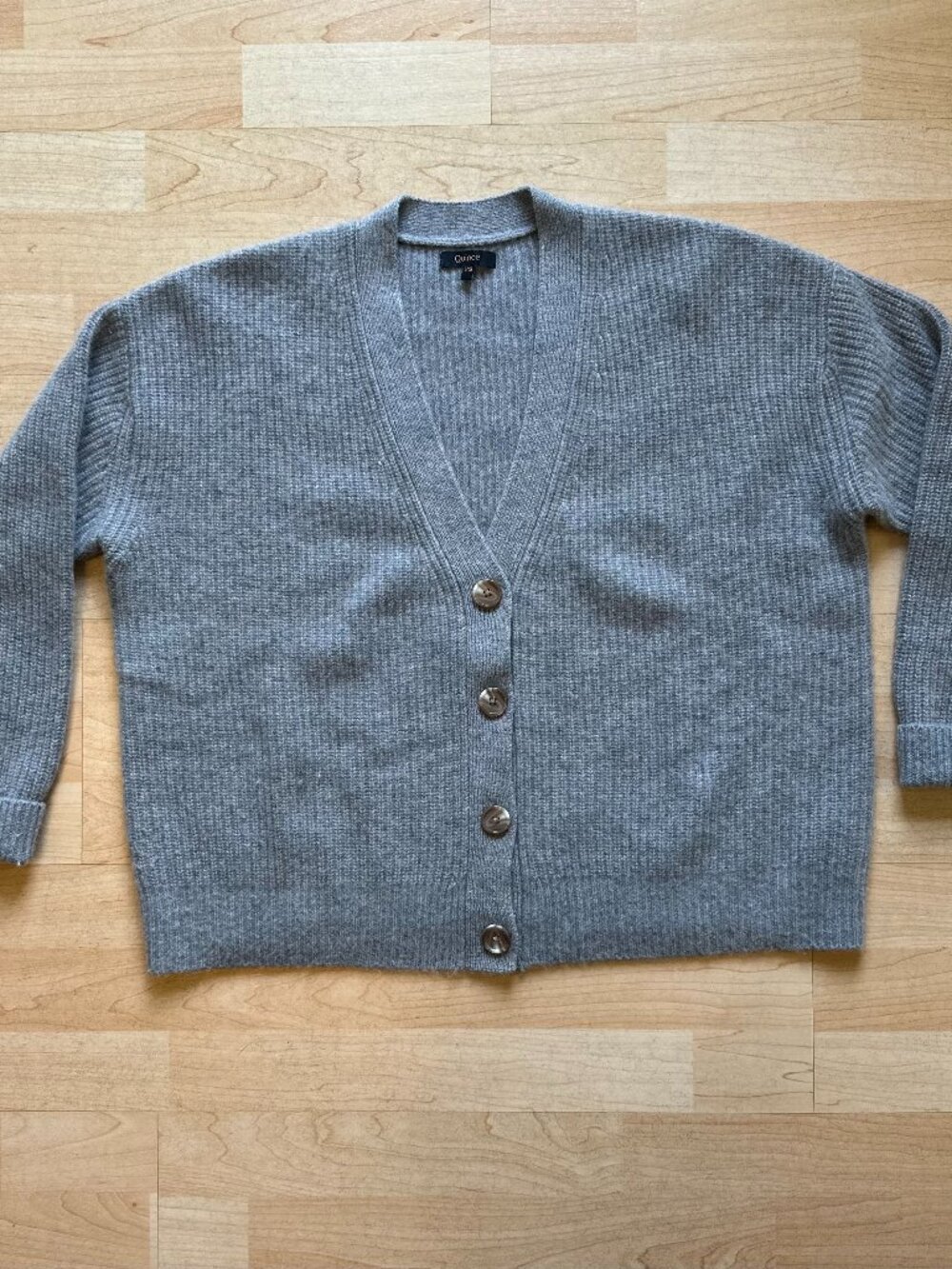 Quince Mongolian Cashmere Fisherman Boxy Cropped Cardigan Sweater XS